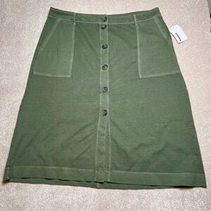 Sonoma Skirt Olive Green Button Front Cotton Blend Knee Length‎ NEW Women's XL